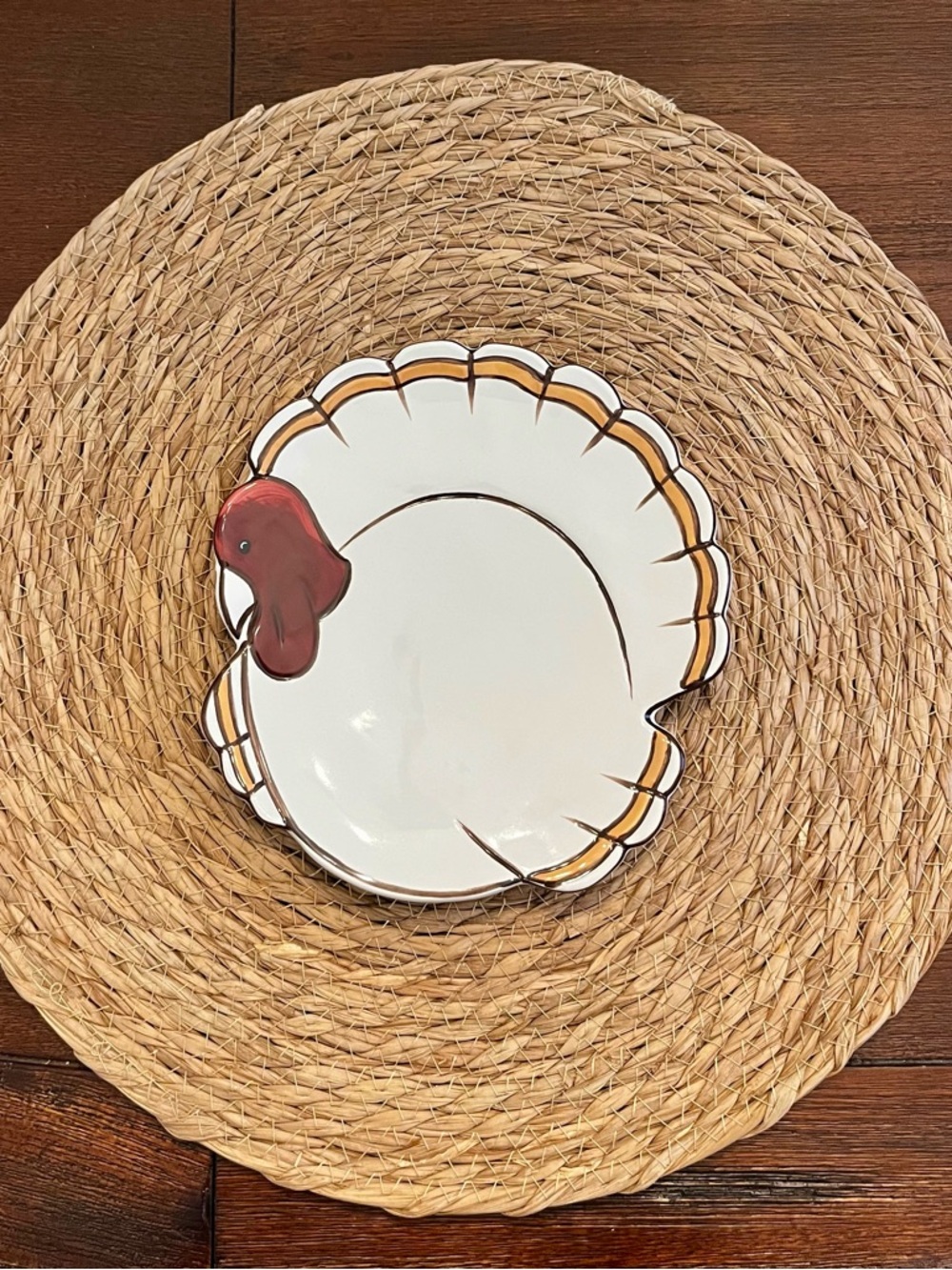 Pottery Barn Gobble Turkey Plates 7" Dessert Salad Appetizer Set of 4